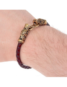 Bracciale intrecciato in bronzo Viking Gotland su pelle... 2