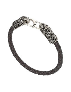 Bracciale intrecciato in argento Viking Terslev in pelle...