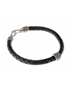 Bracciale intrecciato vichingo con perline d'argento su...