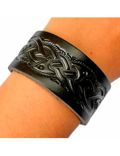 Bracciale-cinturino con nodi celtici in pelle