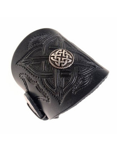 Bracciale nodo celtico e rilievi in pelle