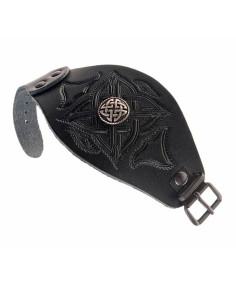 Bracciale nodo celtico e rilievi in pelle 2