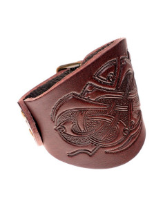 Bracciale celto-vichingo in pelle goffrata 2