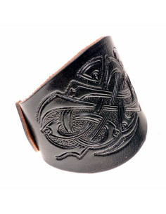 Bracciale celto-vichingo in pelle goffrata