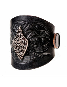 Bracciale Viking Harald con rilievi in pelle