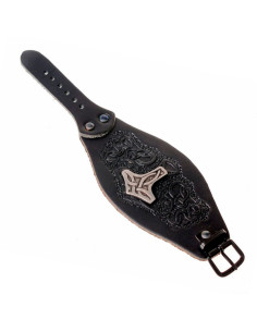 Bracciale Viking Thor con rilievi in pelle 2