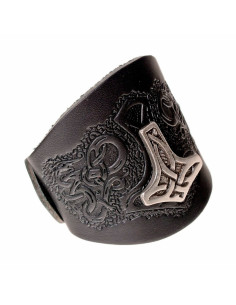 Bracciale Viking Thor con rilievi in pelle