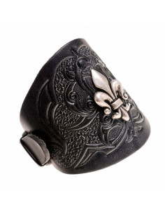 Bracciale fleur de lis medievale con rilievi in pelle