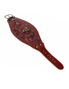 Bracciale triqueta celtico con rilievi in pelle 2