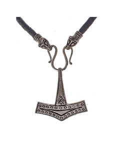 Collana in pelle vichinga con il Mjölnir di Bornholm