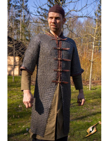 Cotta di maglia medievale della manica corta del soldato reale