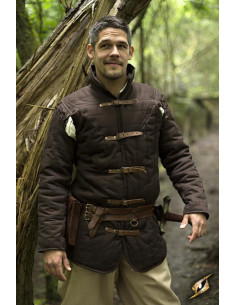 Gambeson medievale imbottito marrone scuro