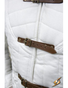 Gambeson bianco naturale trapuntato medievale 2