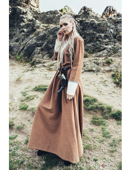 Abito lungo vichingo Freya, color sabbia