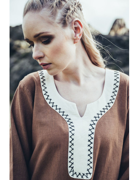 Abito lungo vichingo Freya, color sabbia