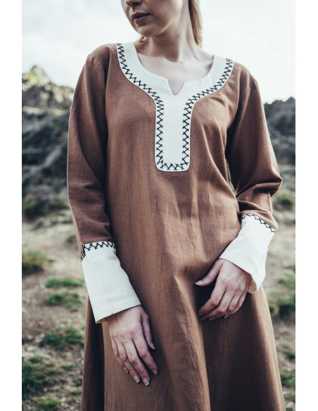 Abito lungo vichingo Freya, color sabbia