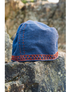 Berretto vichingo blu modello Anders, con ricamo