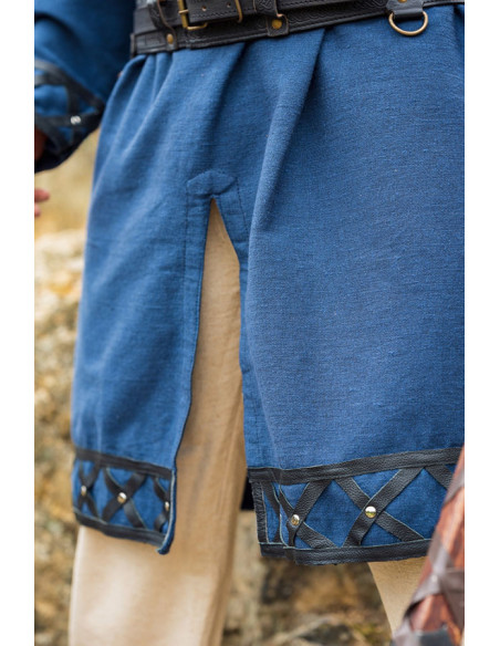 Tunica vichinga decorata Erik, blu scuro