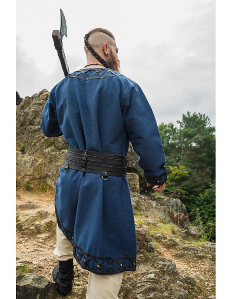 Tunica vichinga decorata Erik, blu scuro