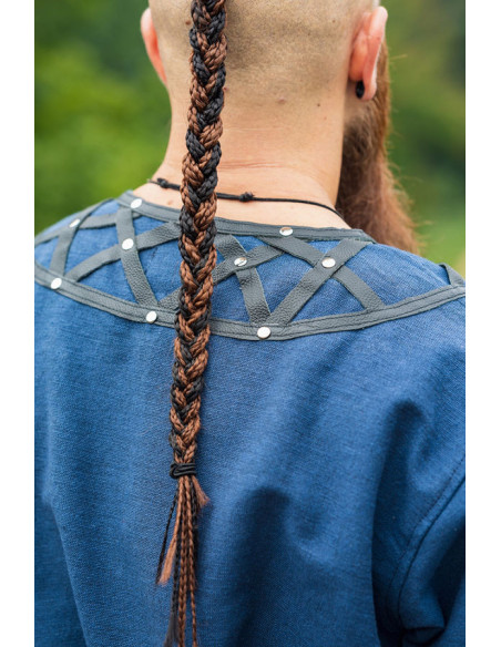 Tunica vichinga decorata Erik, blu scuro