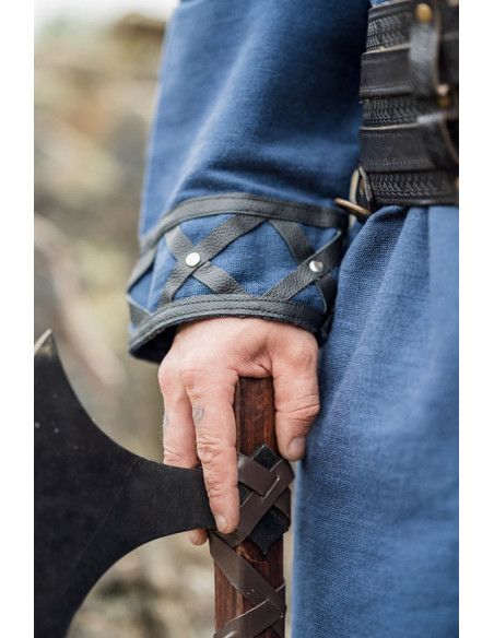 Tunica vichinga decorata Erik, blu scuro