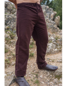 Pantaloni di lino vichinghi modello Asmund, marrone scuro