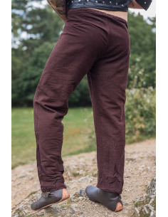 Pantaloni di lino vichinghi modello Asmund, marrone scuro 2