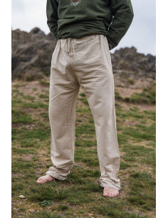 Pantaloni di lino vichinghi modello Asmund, bianco naturale 2
