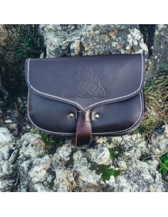 Borsa Hulda vichinga in pelle con nodo celtico, marrone