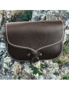 Marsupio vichingo in pelle Folkvar con Vegvisir marrone