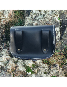 Marsupio vichingo in pelle Folkvar con Vegvisir, colore nero 2