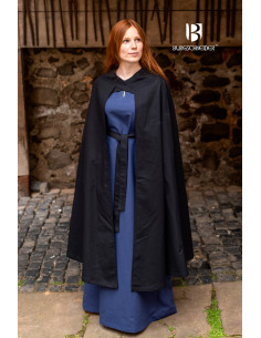 Mantello da donna medievale Morpheus in cotone, nero