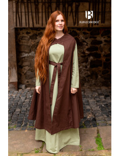 Mantello medievale per donna Morfeo in cotone, marrone