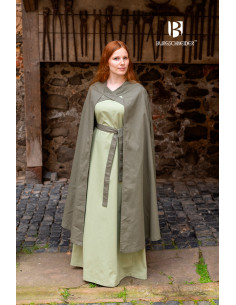 Mantello da donna medievale Morpheus in cotone, verde oliva