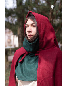 Hibernus mantello medievale in lana, colore rosso 2