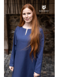 Tunica medievale maniche lunghe Feme, colore blu 2