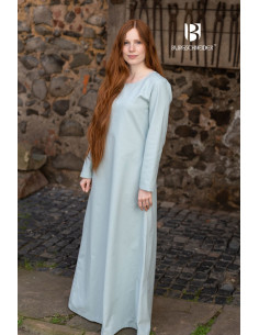 Tunica medievale maniche lunghe Feme, colore blu ghiaccio
