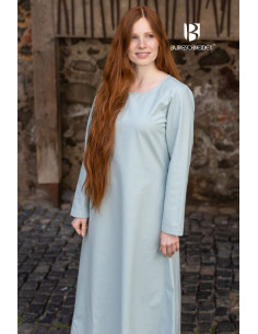 Tunica medievale maniche lunghe Feme, colore blu ghiaccio 2