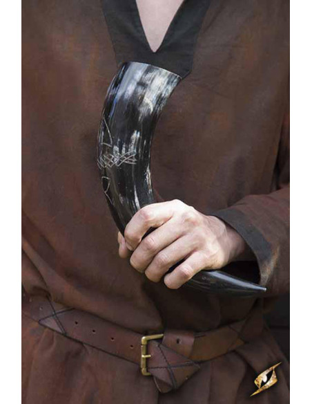 Corno druido vichingo lucido e inciso