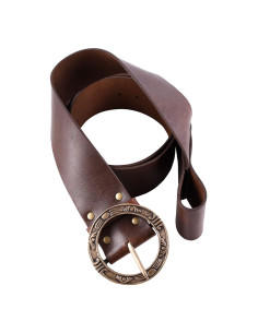 Cintura pirata in pelle con baldacchino e fibbia tonda