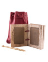 Libro in cera con matita in ottone e astuccio in pelle