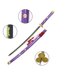 Enma decorativo katana lilla di One Piece, saya in legno