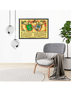 Quadro scudi araldici 2 cognomi, cornice alluminio (40x60... 2