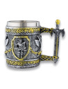 Tazza cavaliere templare e spada in alluminio e resina