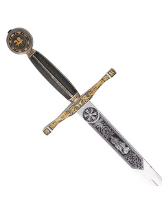 Spada Excalibur con finiture in argento e oro, fabbricata a Toledo-Spagna