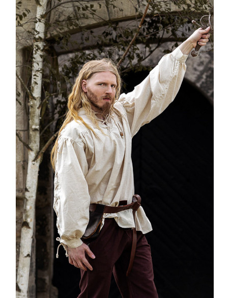 Camicia medievale a collo alto con...