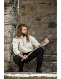 Camicia medievale in cotone spesso modello Anton, naturale