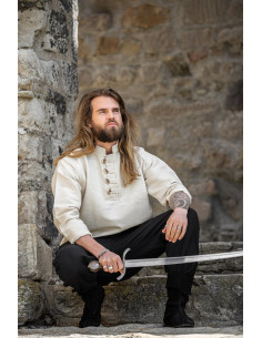 Camicia medievale in cotone spesso modello Anton, naturale 2
