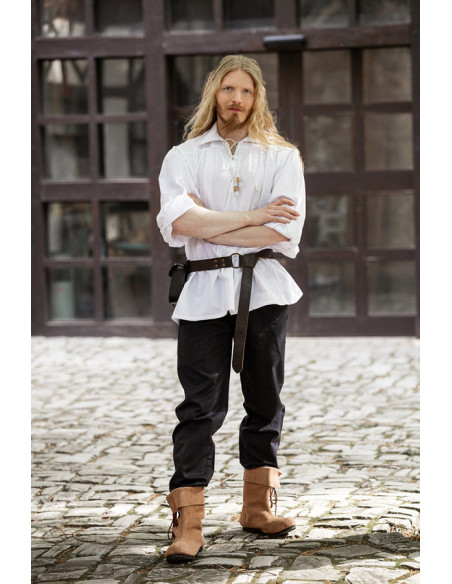 Camicia pirata Artur con lacci, bianca