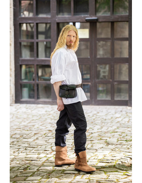 Camicia pirata Artur con lacci, bianca